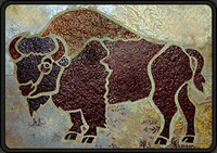 Stone mosaic buffalo by Buffalo Trail Artworks
